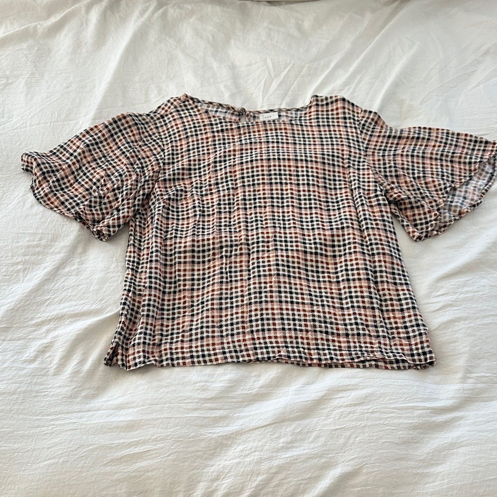a new day Multicolor Checkered Ruffle Sleeve Blouse